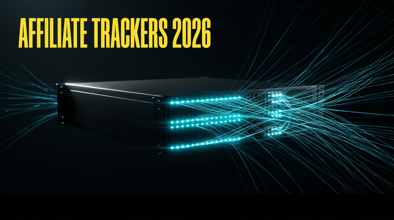 Best affiliate trackers 2026 — server-side architecture editorial graphic