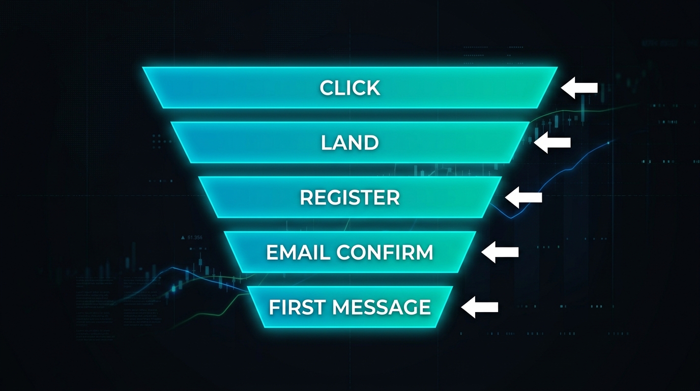 Multi-step dating offer attribution funnel as tracked by an affiliate marketing platform